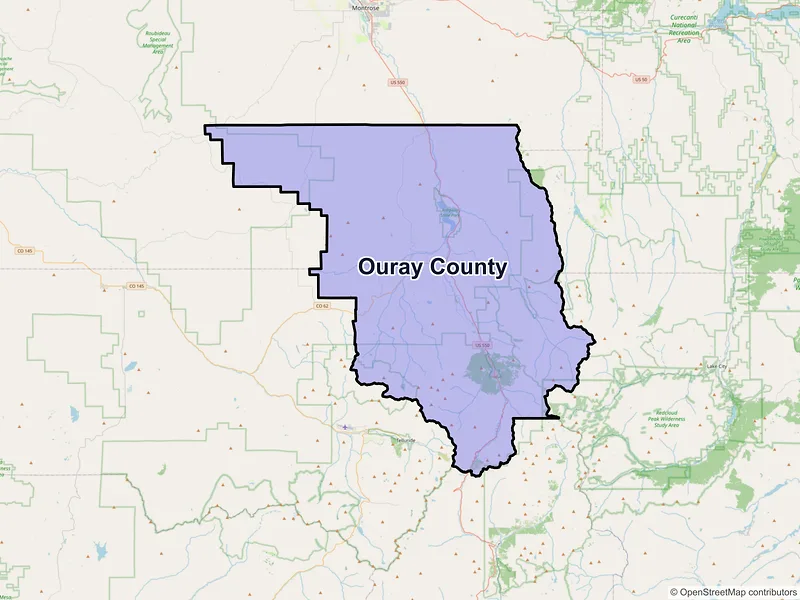 Map of Ouray County, Colorado and ZIP codes