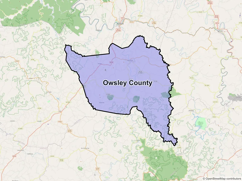 Map of Owsley County, Kentucky and ZIP codes