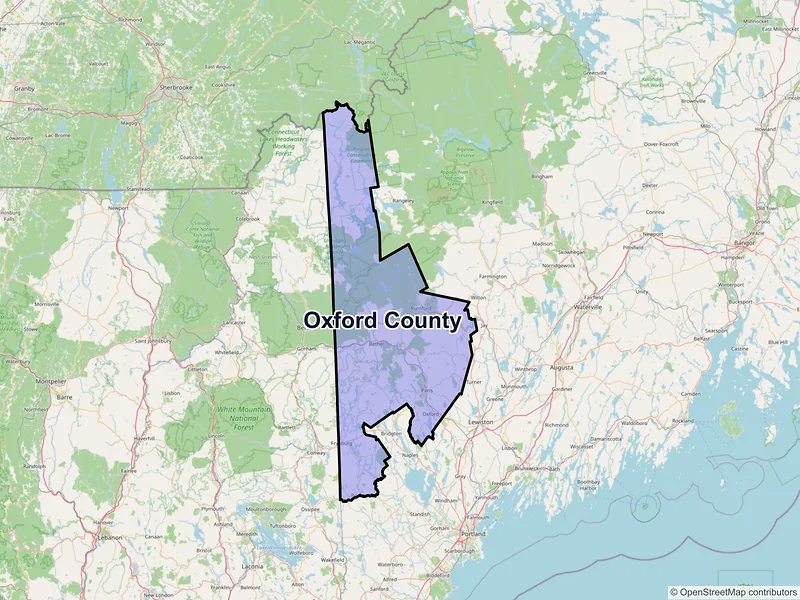 Map of Oxford County, Maine and ZIP codes