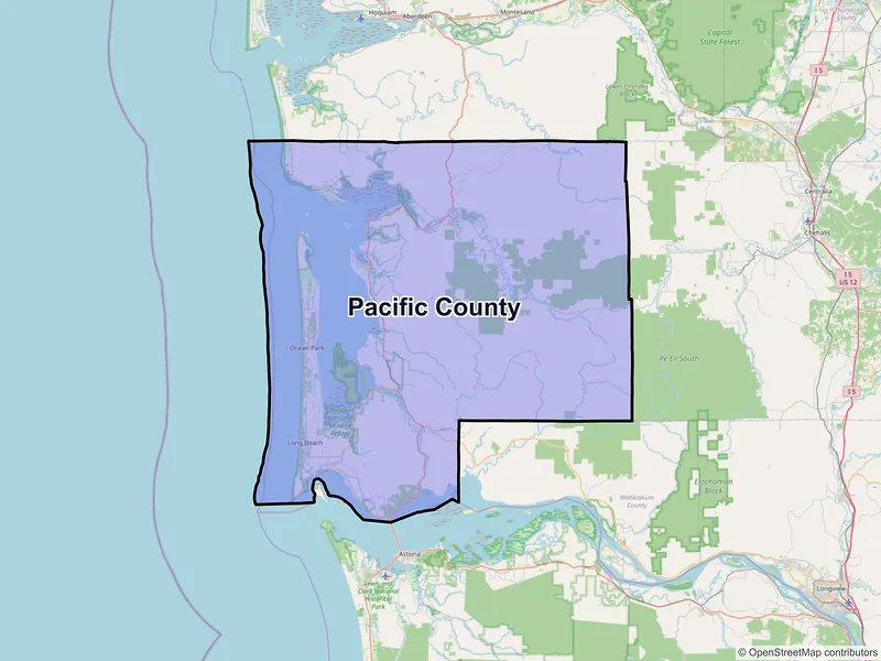Map of Pacific County, Washington and ZIP codes