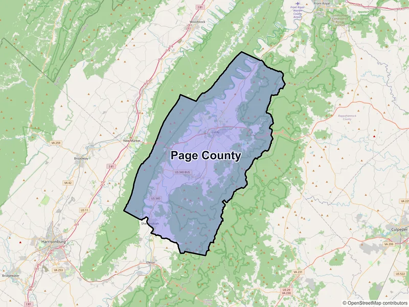 Map of Page County, Virginia and ZIP codes