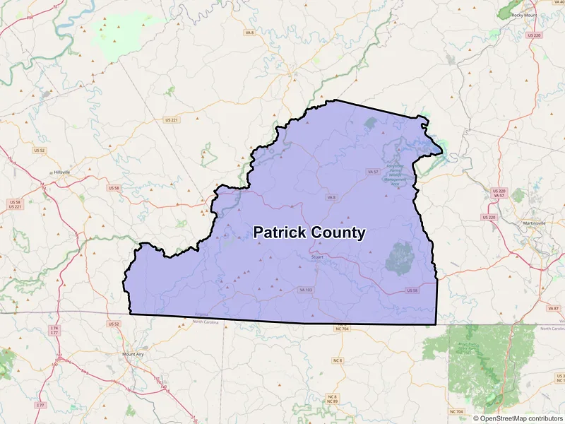 Map of Patrick County, Virginia and ZIP codes