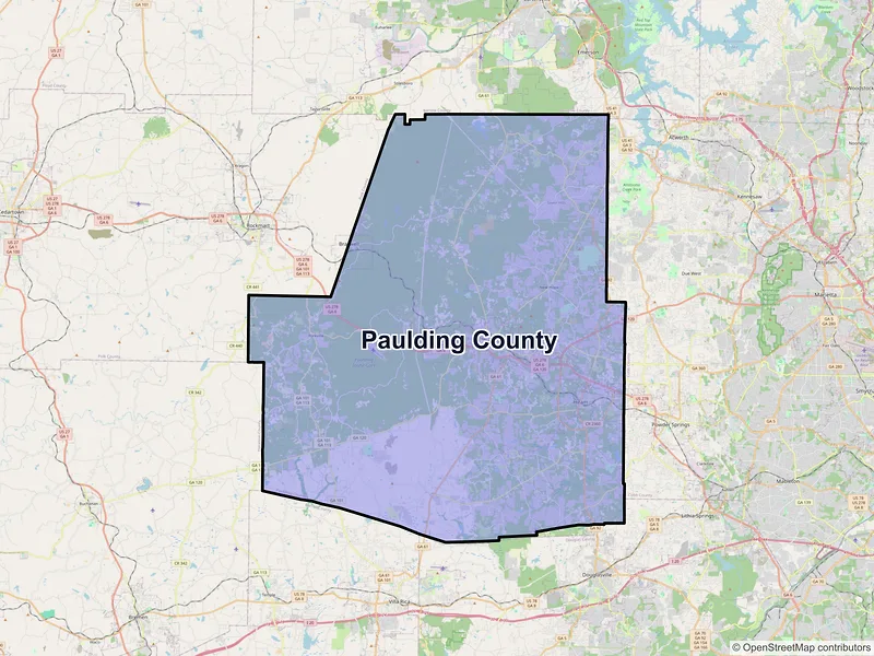 Map of Paulding County, Georgia and ZIP codes