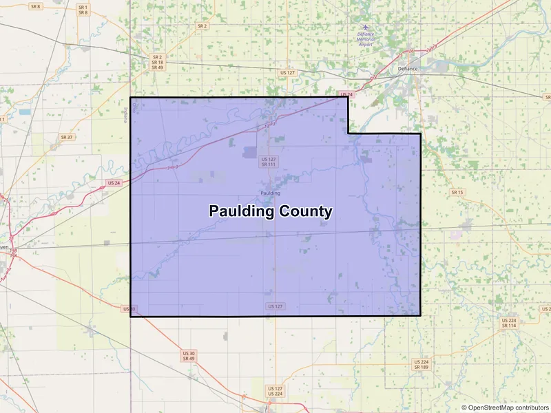 Map of Paulding County, Ohio and ZIP codes