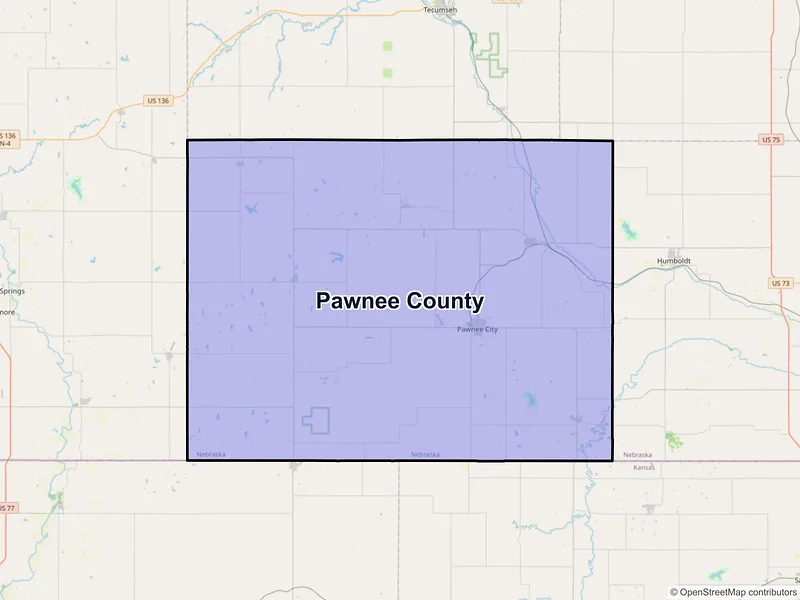 Map of Pawnee County, Nebraska and ZIP codes