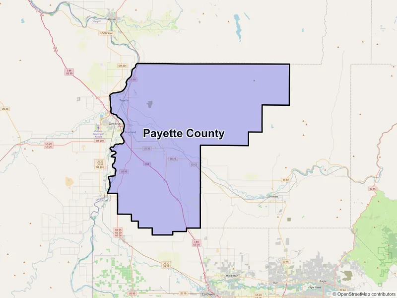 Map of Payette County, Idaho and ZIP codes