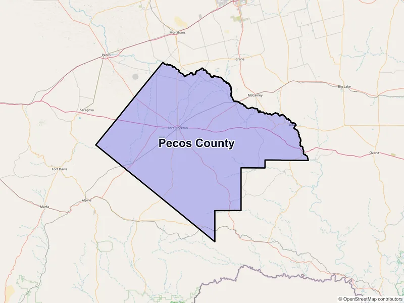 Map of Pecos County, Texas and ZIP codes