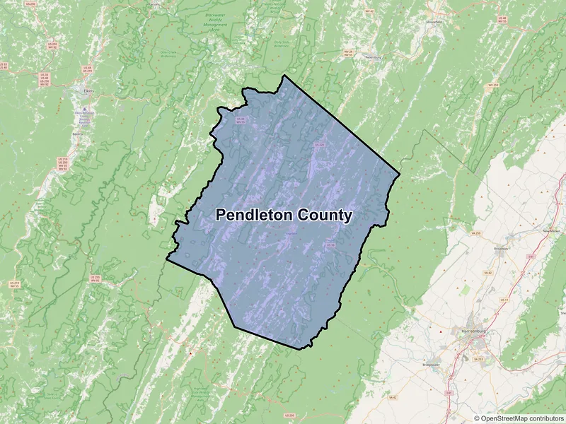 Map of Pendleton County, West Virginia and ZIP codes