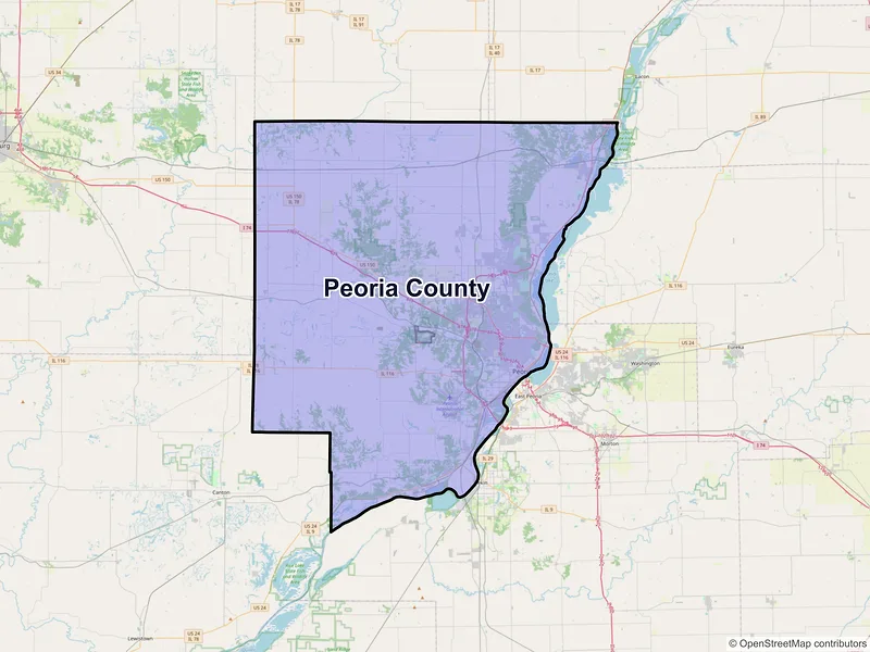 Map of Peoria County, Illinois and ZIP codes
