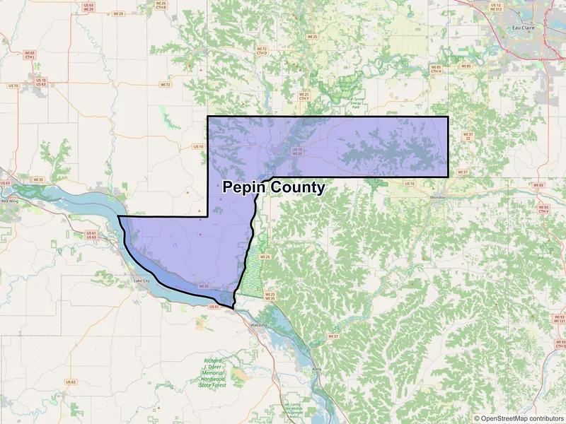 Map of Pepin County, Wisconsin and ZIP codes