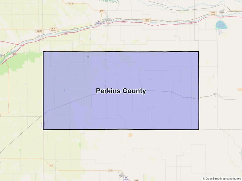 Map of Perkins County, Nebraska and ZIP codes