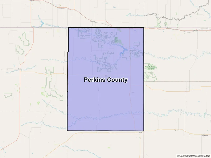 Map of Perkins County, South Dakota and ZIP codes
