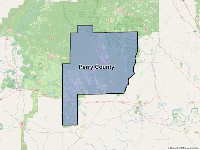 Map of Perry County, Alabama and ZIP codes