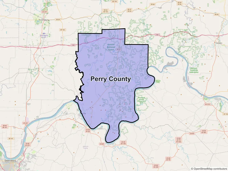 Map of Perry County, Indiana and ZIP codes