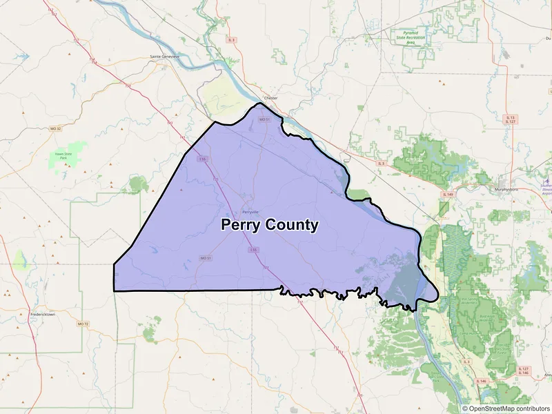 Map of Perry County, Missouri and ZIP codes