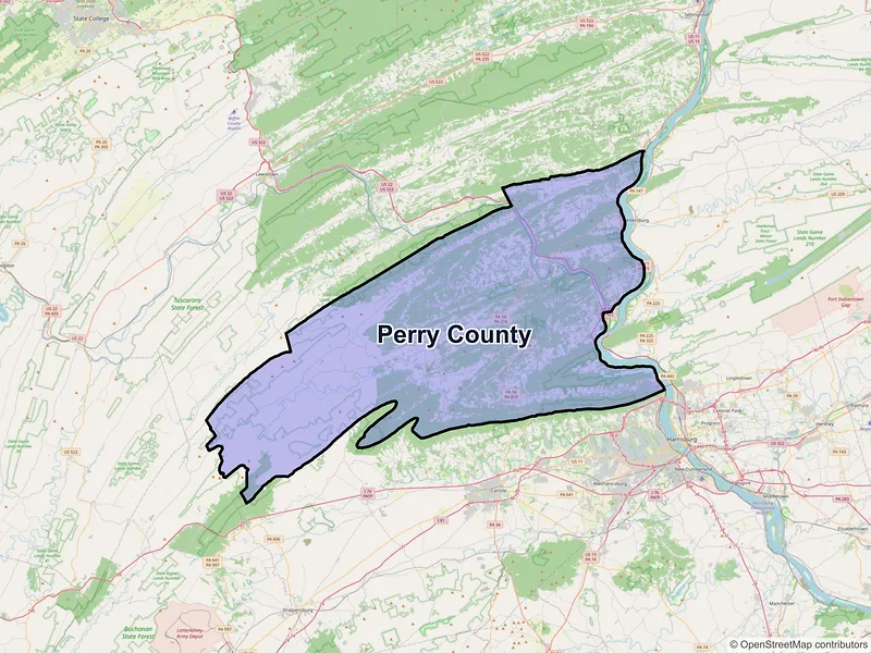 Map of Perry County, Pennsylvania and ZIP codes