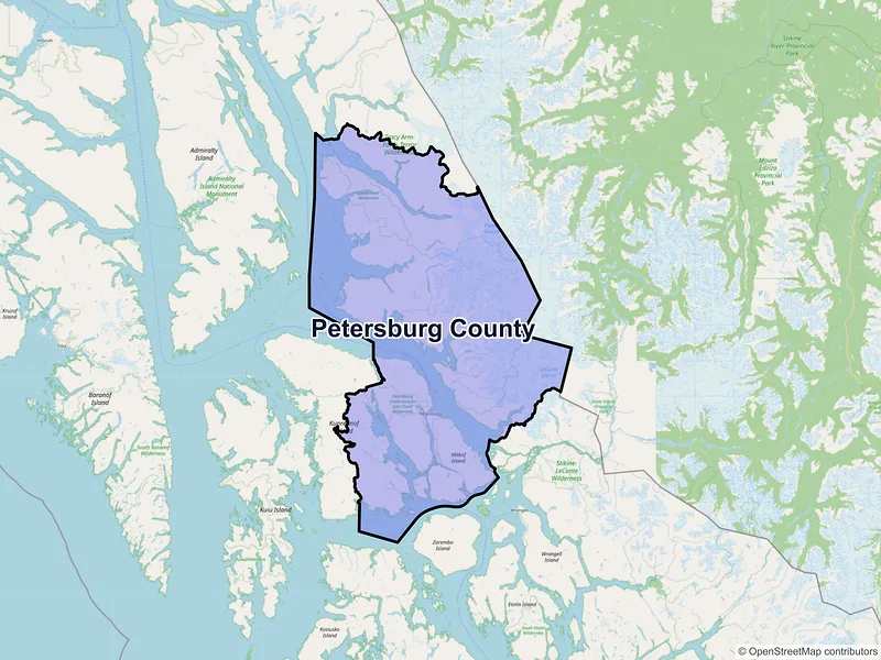 Map of Petersburg County, Alaska and ZIP codes