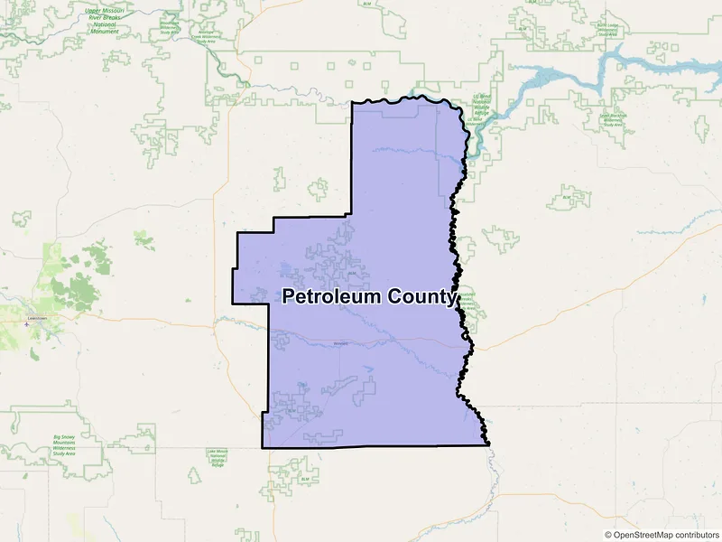 Map of Petroleum County, Montana and ZIP codes