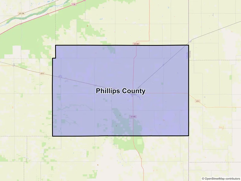 Map of Phillips County, Colorado and ZIP codes