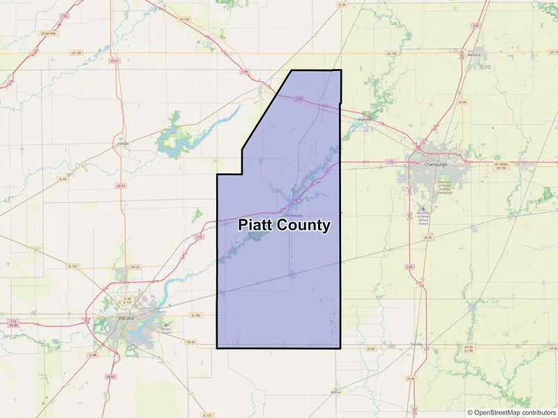 Map of Piatt County, Illinois and ZIP codes