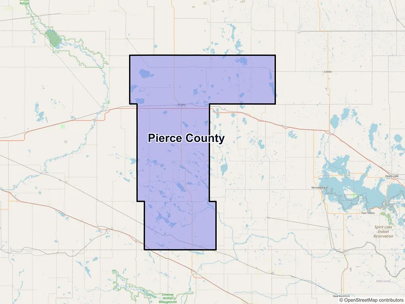 Map of Pierce County, North Dakota and ZIP codes