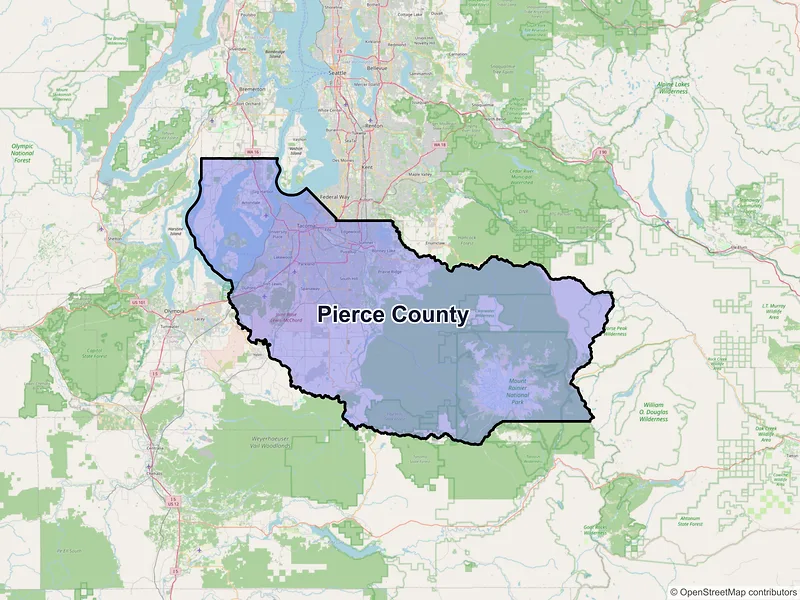 Map of Pierce County, Washington and ZIP codes