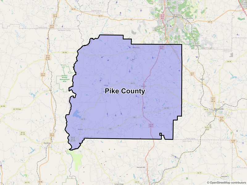 Map of Pike County, Georgia and ZIP codes
