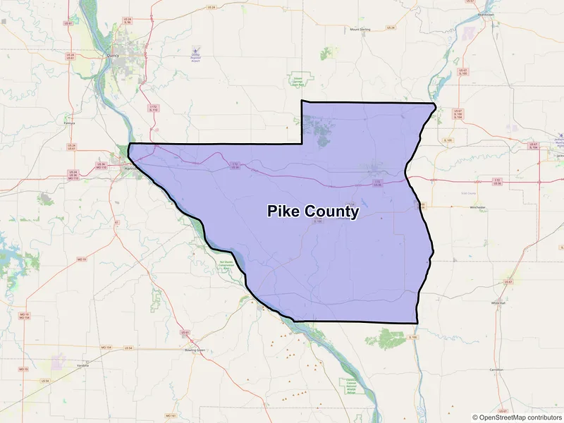Map of Pike County, Illinois and ZIP codes