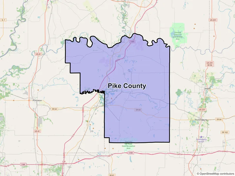 Map of Pike County, Indiana and ZIP codes
