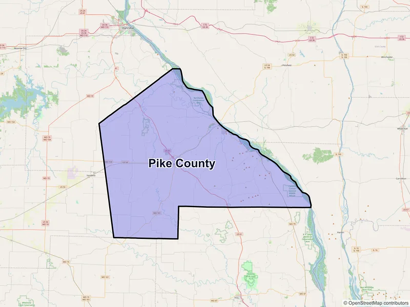 Map of Pike County, Missouri and ZIP codes