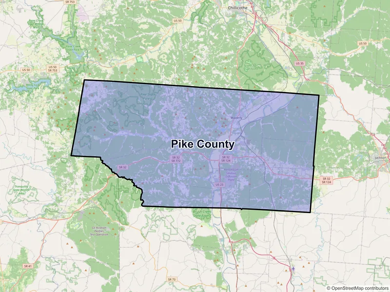 Map of Pike County, Ohio and ZIP codes