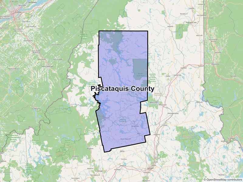 Map of Piscataquis County, Maine and ZIP codes