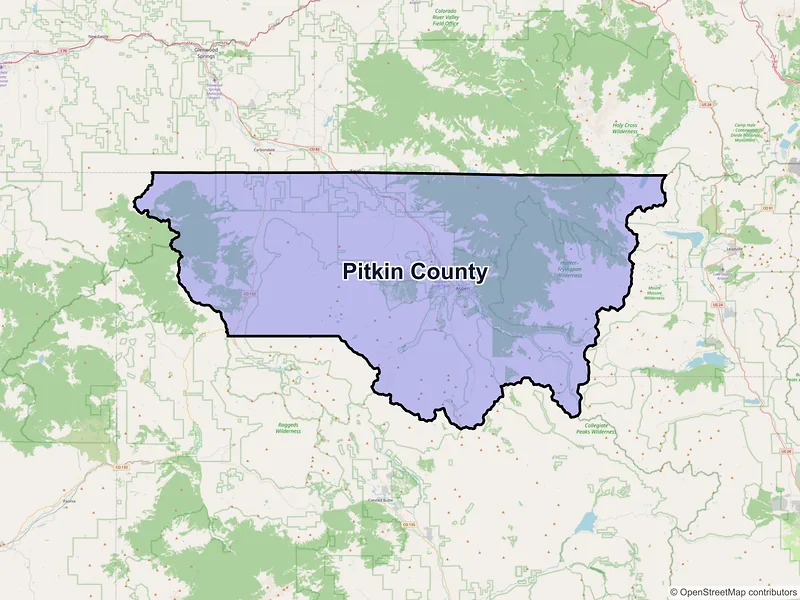 Map of Pitkin County, Colorado and ZIP codes
