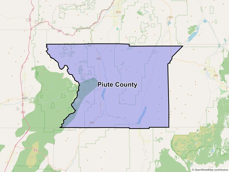 Map of Piute County, Utah and ZIP codes