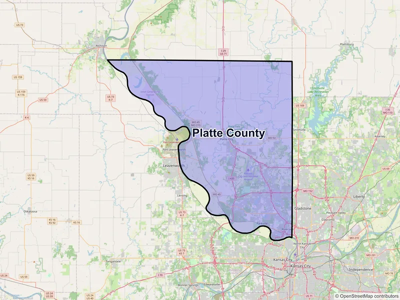 Map of Platte County, Missouri and ZIP codes