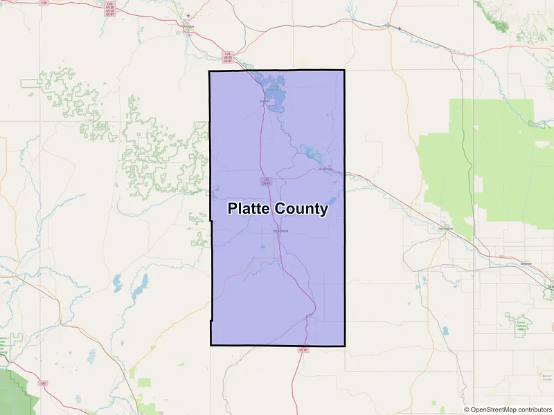 Map of Platte County, Wyoming and ZIP codes