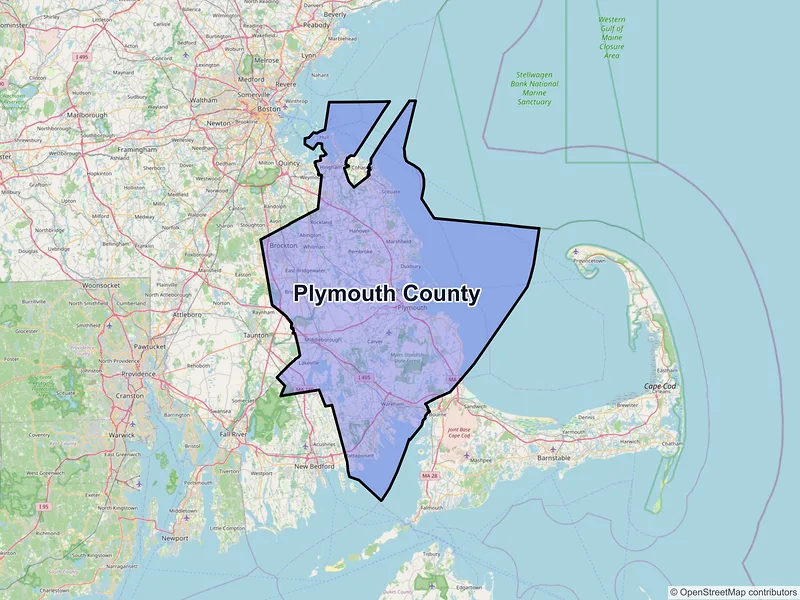 Map of Plymouth County, Massachusetts and ZIP codes