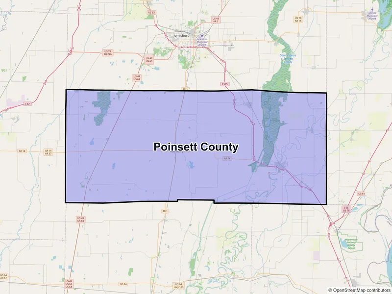 Map of Poinsett County, Arkansas and ZIP codes