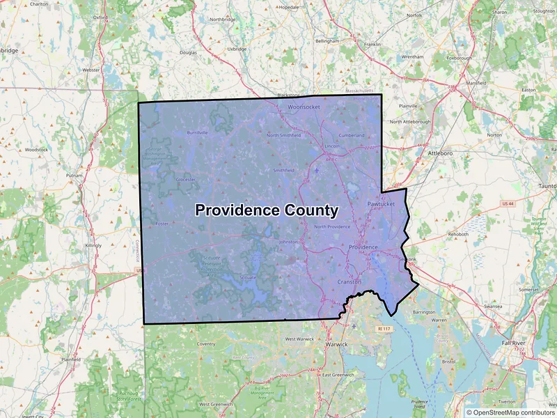 Map of Providence County, Rhode Island and ZIP codes