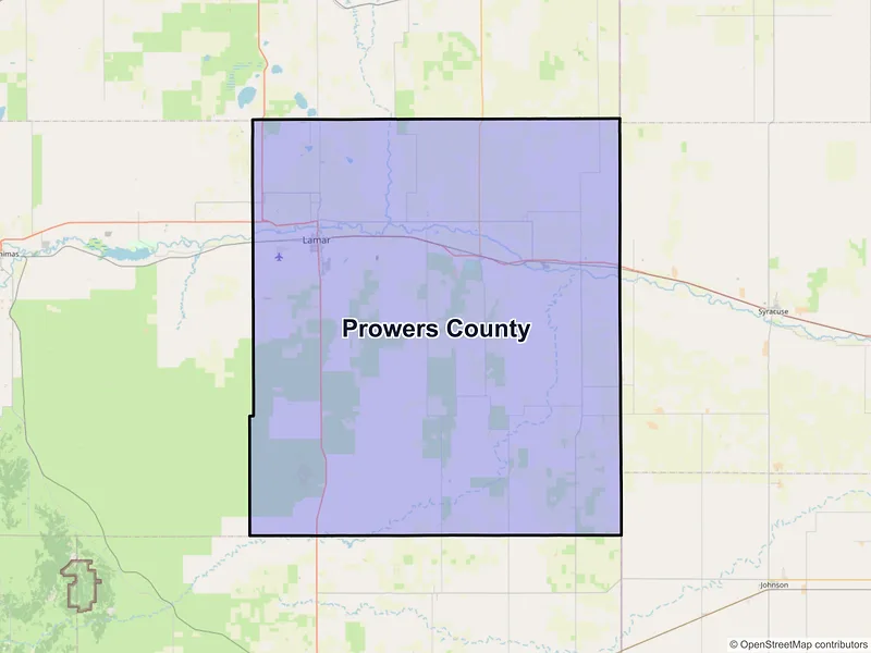 Map of Prowers County, Colorado and ZIP codes