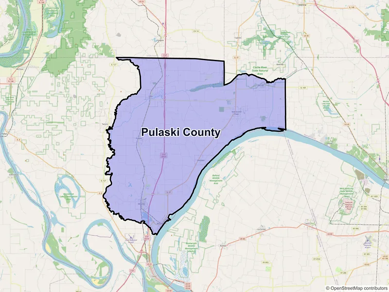 Map of Pulaski County, Illinois and ZIP codes