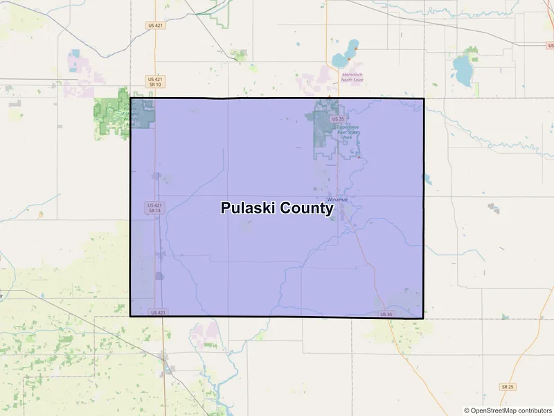 Map of Pulaski County, Indiana and ZIP codes