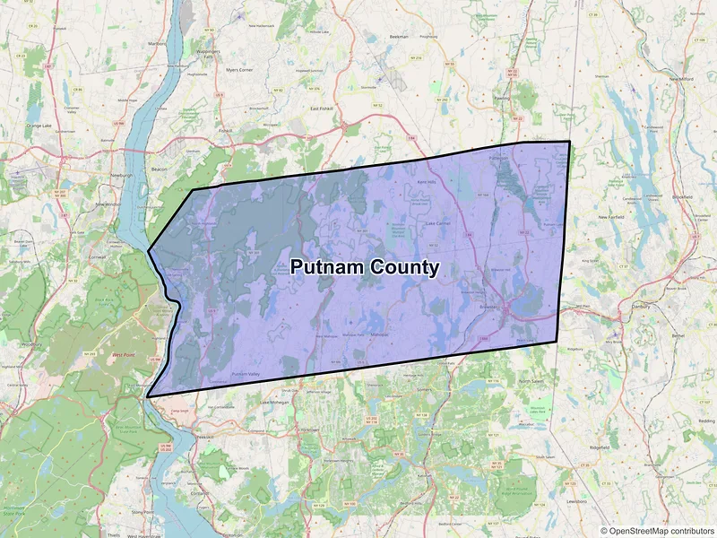 Map of Putnam County, New York and ZIP codes