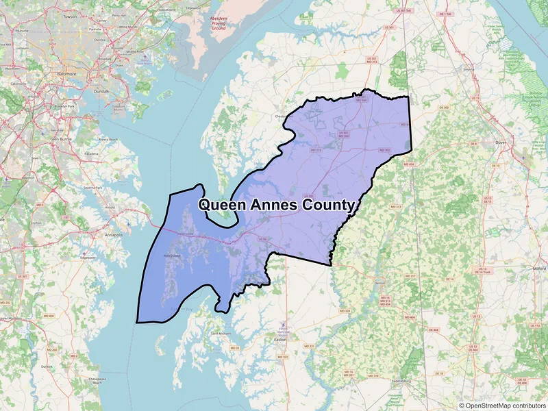 Map of Queen Anne's County, Maryland and ZIP codes
