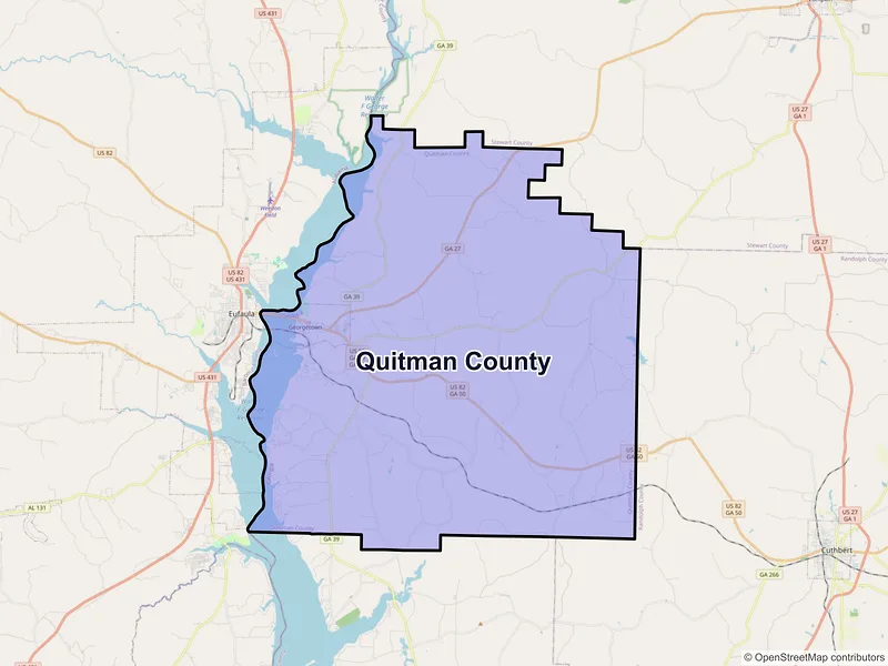 Map of Quitman County, Georgia and ZIP codes