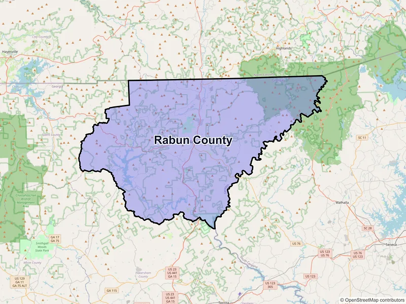 Map of Rabun County, Georgia and ZIP codes
