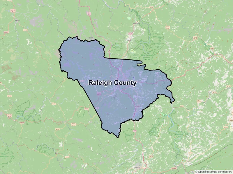 Map of Raleigh County, West Virginia and ZIP codes