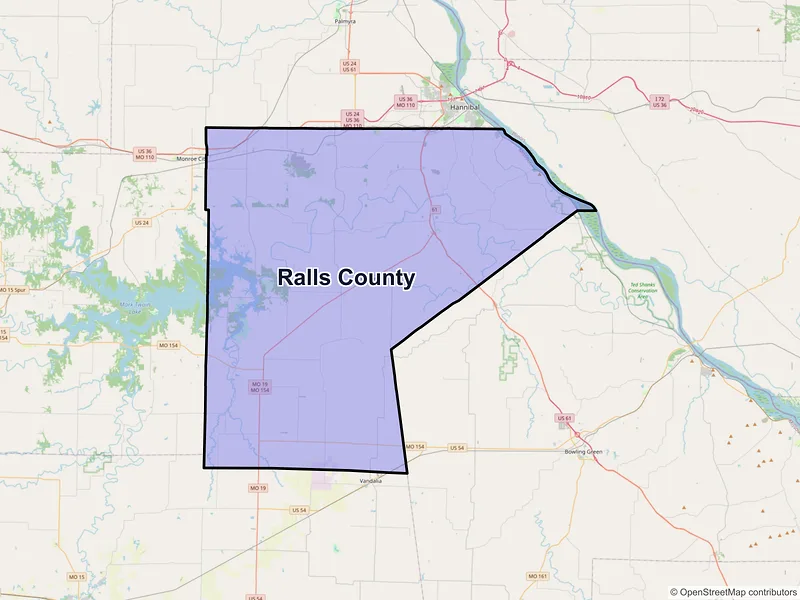 Map of Ralls County, Missouri and ZIP codes