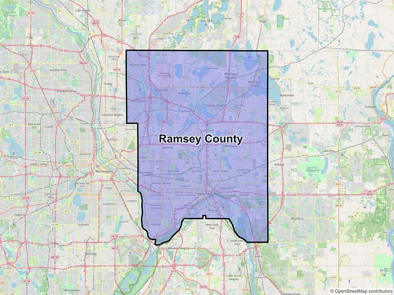 Map of Ramsey County, Minnesota and ZIP codes