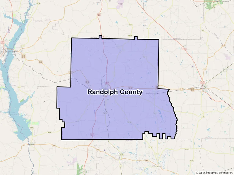 Map of Randolph County, Georgia and ZIP codes